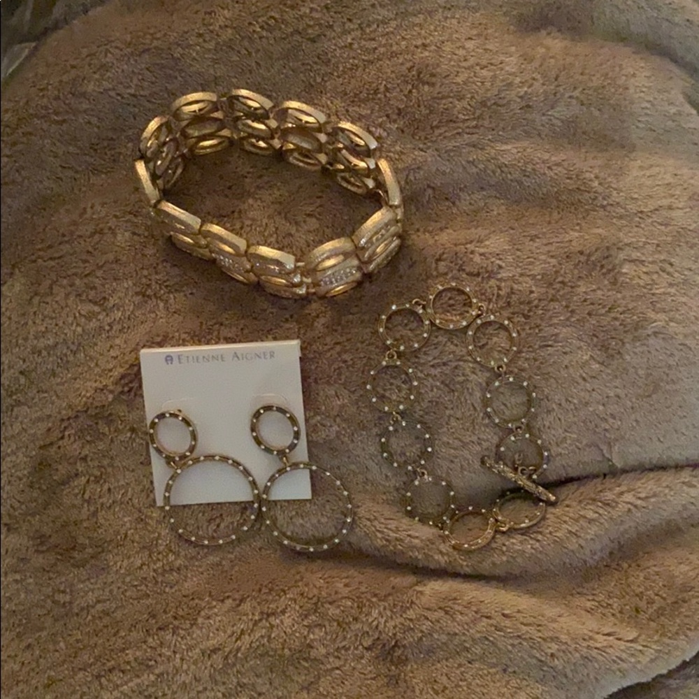 2 bracelets and a pair of earrings